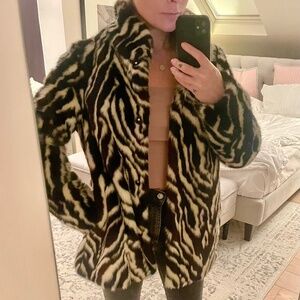 H&M Animal Print Faux Fur Coat